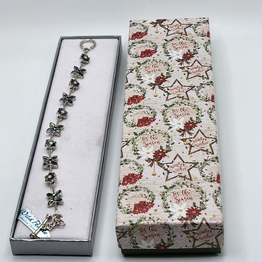 ABALONE "Wild Pearle" shell silver bracelet toggle clasp.NEW IN BOX NEW WITH TAG